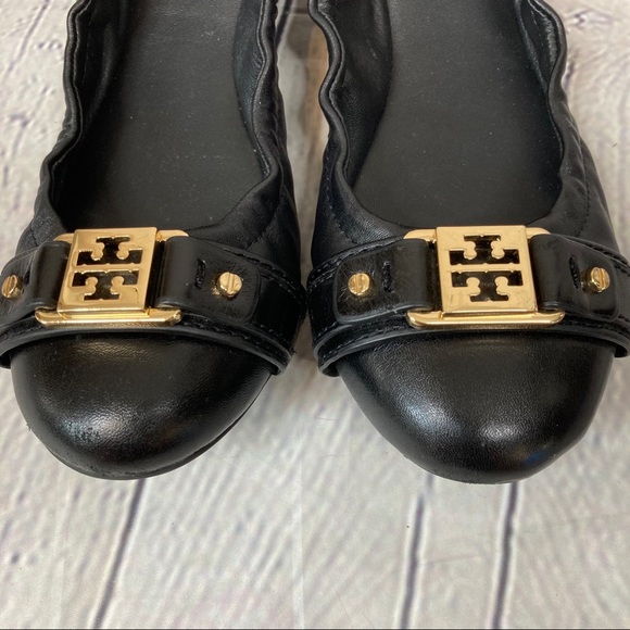 Tory Burch Black and Gold Ambrose Ballet Flats 7 - Picture 7 of 12